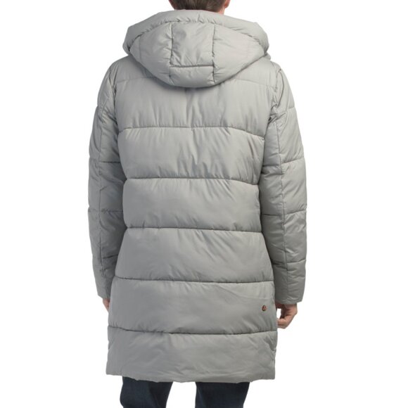SAVE THE DUCK Wolf Grey Damon Long Quilted Jacket With Hood - Picture 2 of 2